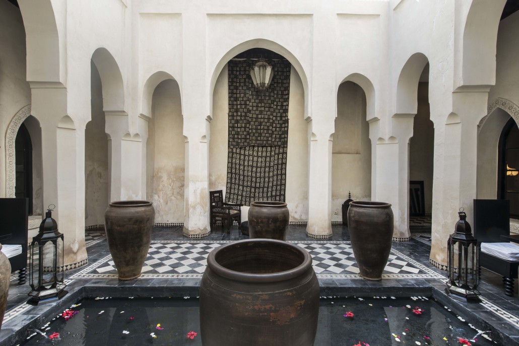 Detail of the courtyard at Riad Dar Darma in Marrakech